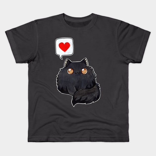 Poofy black cloud kitty Kids T-Shirt by BiancaRomanStumpff